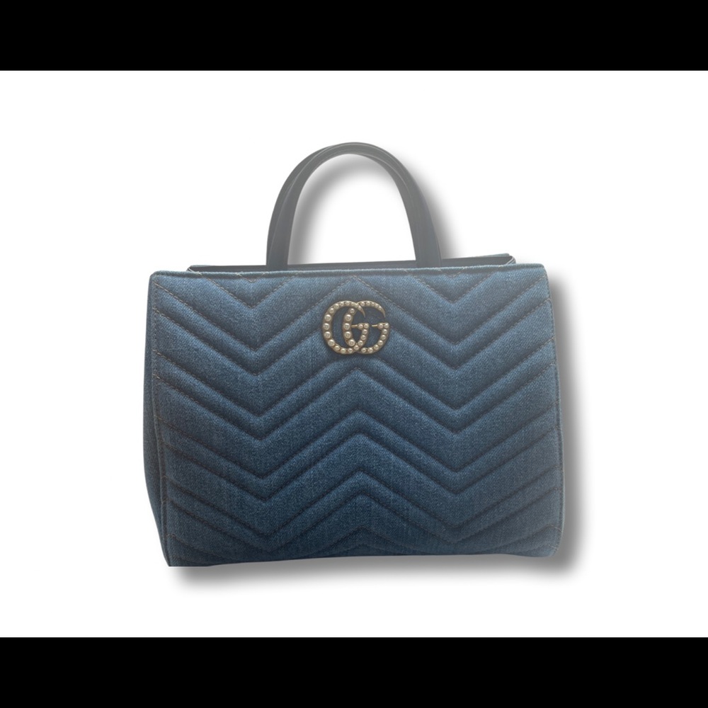 Gucci Pearl GG Marmont Tote (Denim)